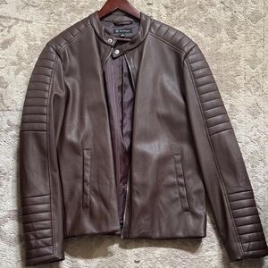 Never worn! I.N.C. Men's Jameson Regular-Fit Faux-Leather Moto Jacket